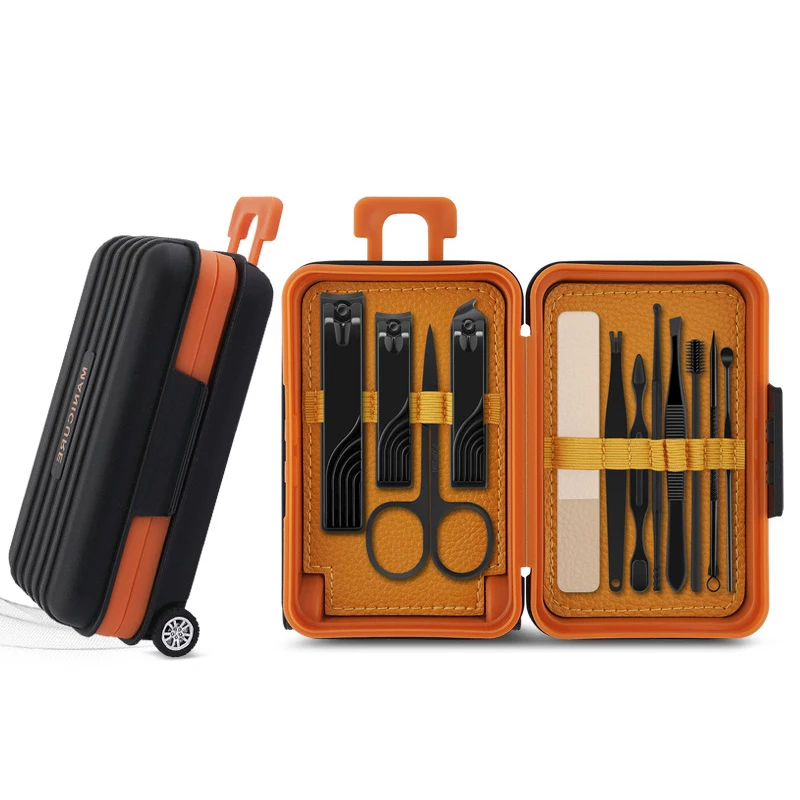 SZ340 new arrival luggage suitcase Stainless steel manicure pedicure nail cutter clipper scissors set 12pcs