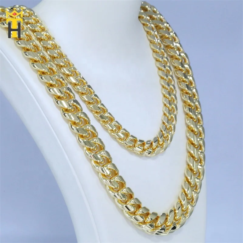 Wholesale hip hop cuban curb link mens miami stainless steel gold plated necklace cuban link chain