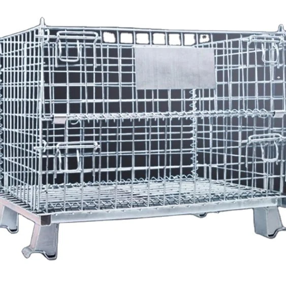 Industrial Collapsible Pallet Mesh Container Cage Trolley Roll Container Cage Trolley With Door