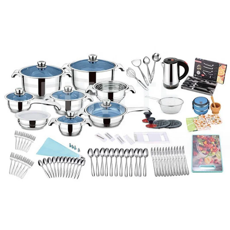 Stock Available Stainless Steel 110 Pcs Cookware Set Kitchen Cooking Pots And Pans With Tools And Utensils