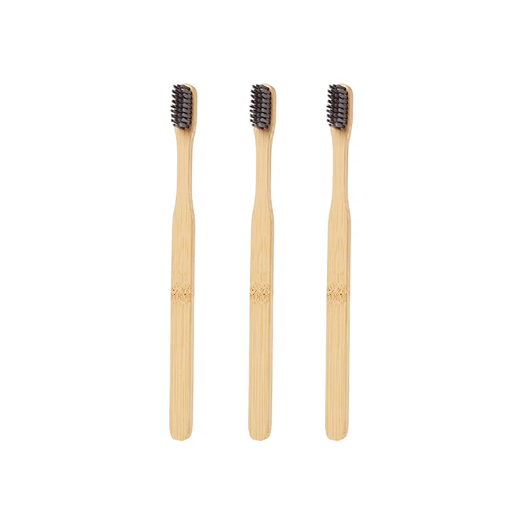 Экологичная зубная щетка из натурального бамбука с логотипом на заказ, зубная щетка из древесного угля и бамбука с футляром