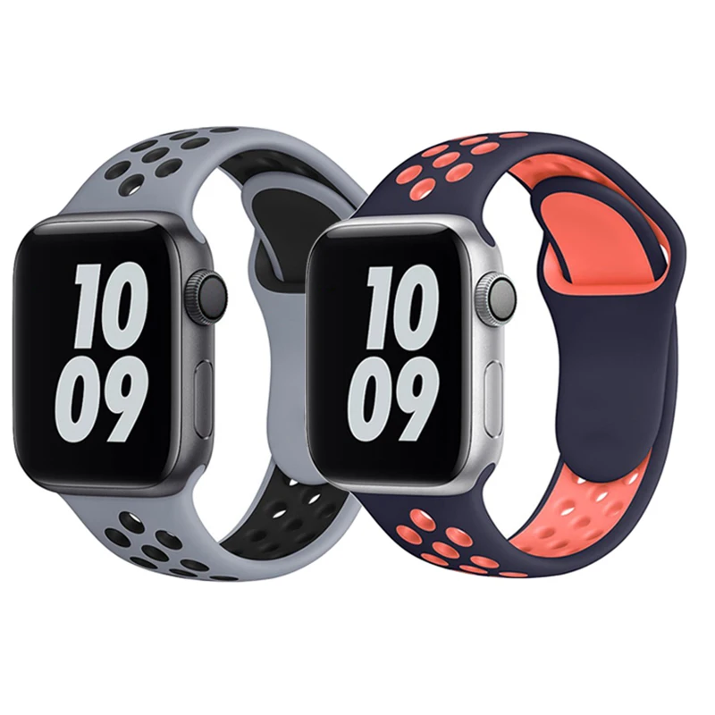Silicone Strap For Apple Watch Band 45mm 41mm 44mm 40mm  Breathable Sport bracelet For Apple watch 7 6 5 4 3 SE Strap