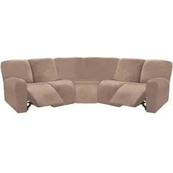 Free Sample Plain Dyed Pure Color 5 Seater 7 Seats L Shape Sofa Cover Set Elastic Stretch Fabric 3 Seater Sofa Cover