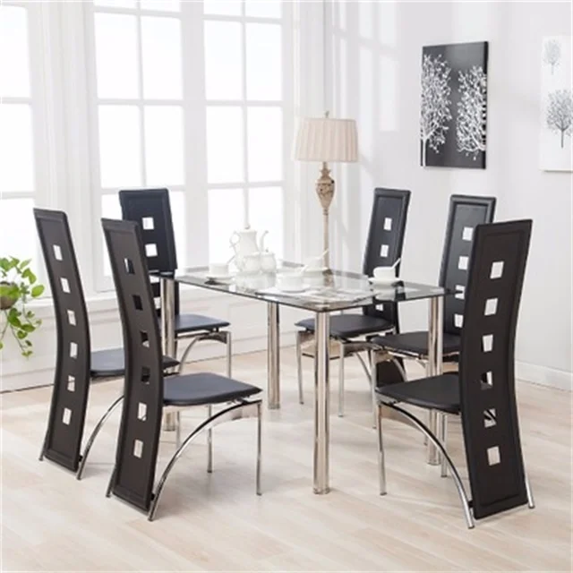 Luxury style cheap price dinning table set for 4 chair dining room furniture glass top dining room set table