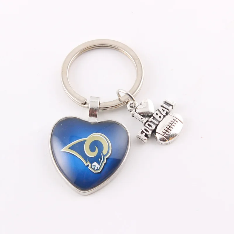 rugby NFL keychains american I love Football team logo alloy heart keychain for gift