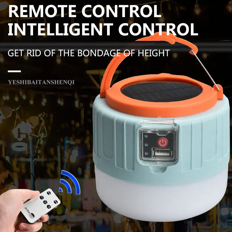 Outdoor Portable Remote Control Emergency Lamp Solar Rechargeable Led Camping Light Solar led Lantern