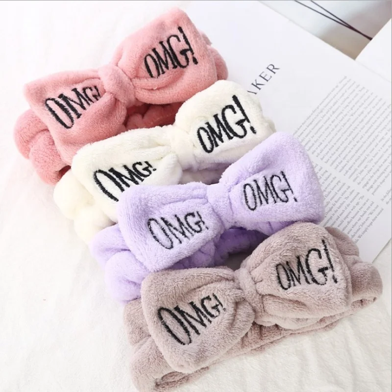 Promotional headband OMG hair makeup bow tie soft stretchy spa yoga female gift headbands