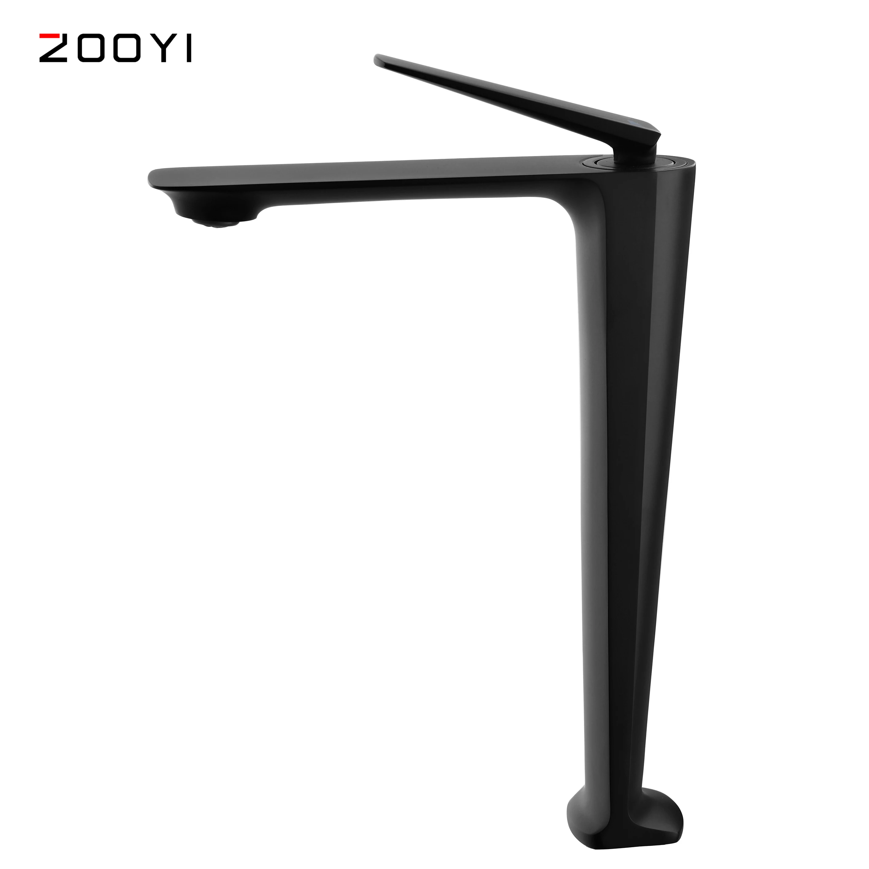 
ZOOYI new design matt-black face single handle hot and cold Brass wash bathroom high basin faucet 