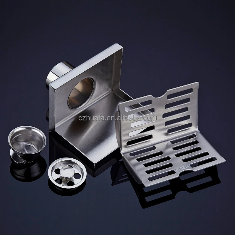 304 Stainless Steel Deodorant 90 Degrees Balcony Drainage L-Shape Wall Side Shower Drain