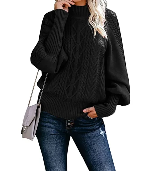 Женский зимний Повседневный однотонный вязаный свитер с длинным рукавом и шариками