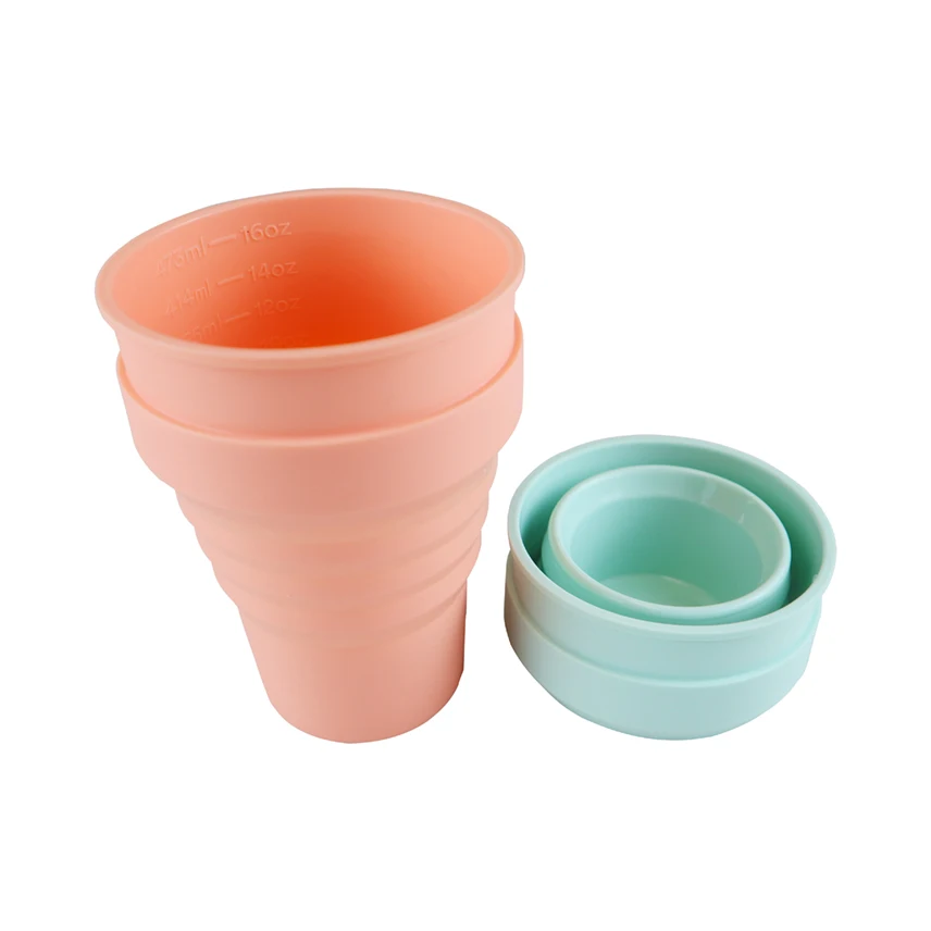 Outdoor camping silicone folding water cup creative gift sports  travel will carry cover telescopic cup mouthwash cup