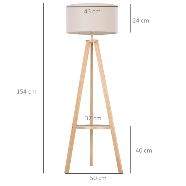 Modern Minimalist Tripod Floor Lamp With  Wood Stand White Shade For Hotel Design Living Room Decoration