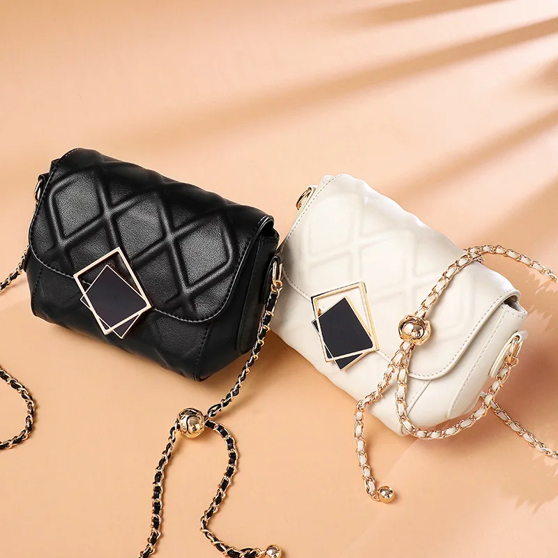 Hot Selling Woman Rhombus Shoulder Crossbody Bag Chain Small Mini Purse Simple Square Phone Bags For Ladies
