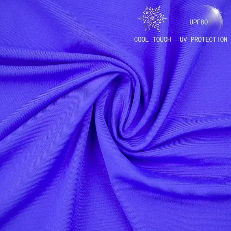 breathable polyamide 88% elastane 12% cool touch high elastic uv80+ sun protection swimwear fabric for vest and sleeves
