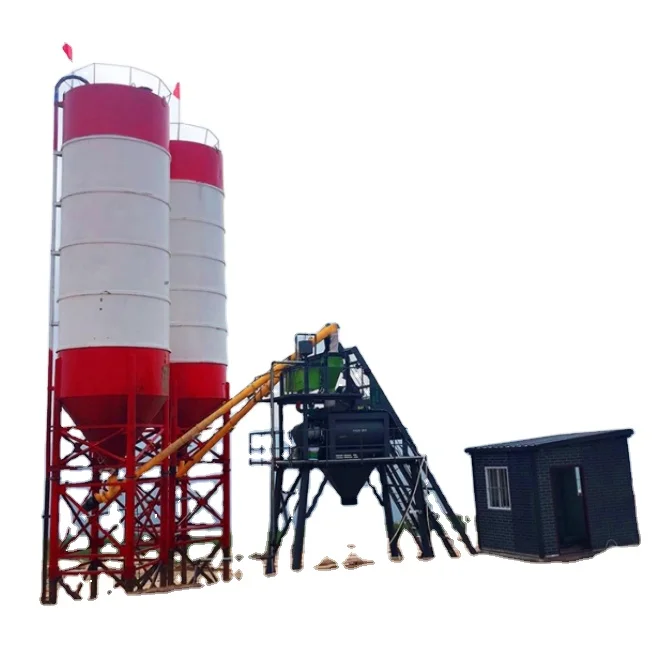 Professional Manufacturer Cheap Price 25-240m3h Ready Mix Concrete Plant with Skid Hopper