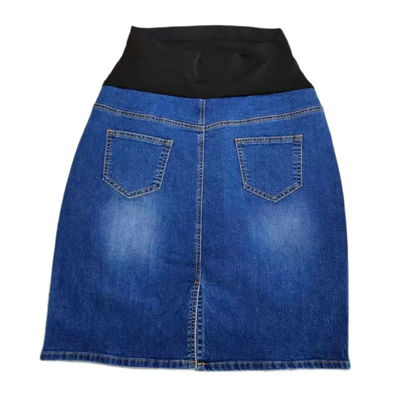 Women Maternity Denim Skirt High Waist Good Stretch Foldable Waist Band Pregnant Jean Skirt Europe Size S to 4XL