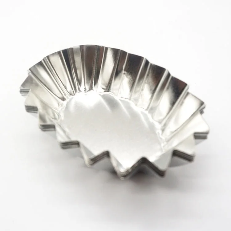 Reusable Tin Plated Material Mini Fluted Oval Shape Egg Tart Mold Mini Tart Shell