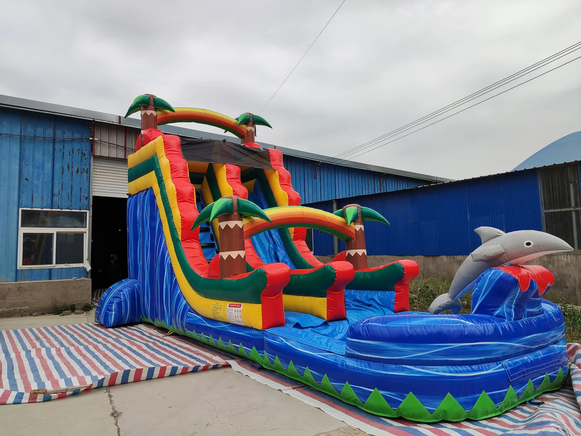 Miami dolphin inflatable water slide pool