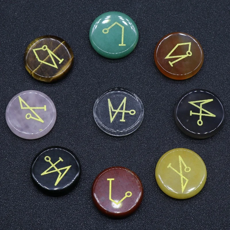 factory outlet  selling agate crystal gem ancient Greek energy four angels guarding Reiki carve symbol Circular Stone