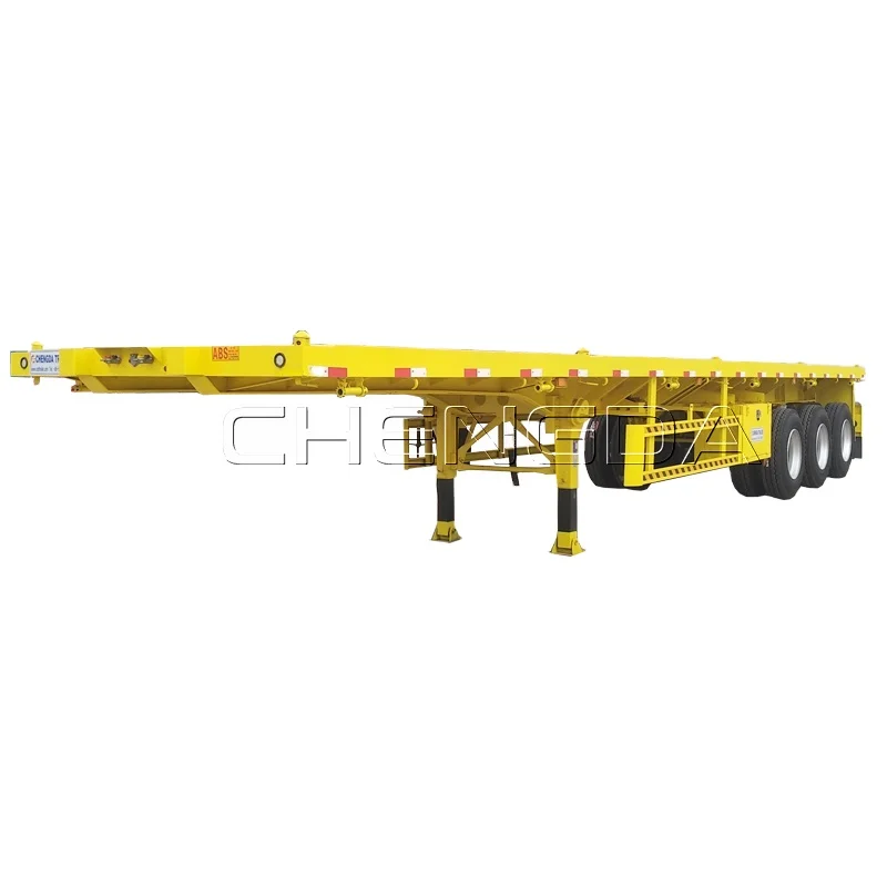 Cheap Used 3 Axle 40 Tons 40 Feet Container Flatbed Semi Trailer With New Tyre