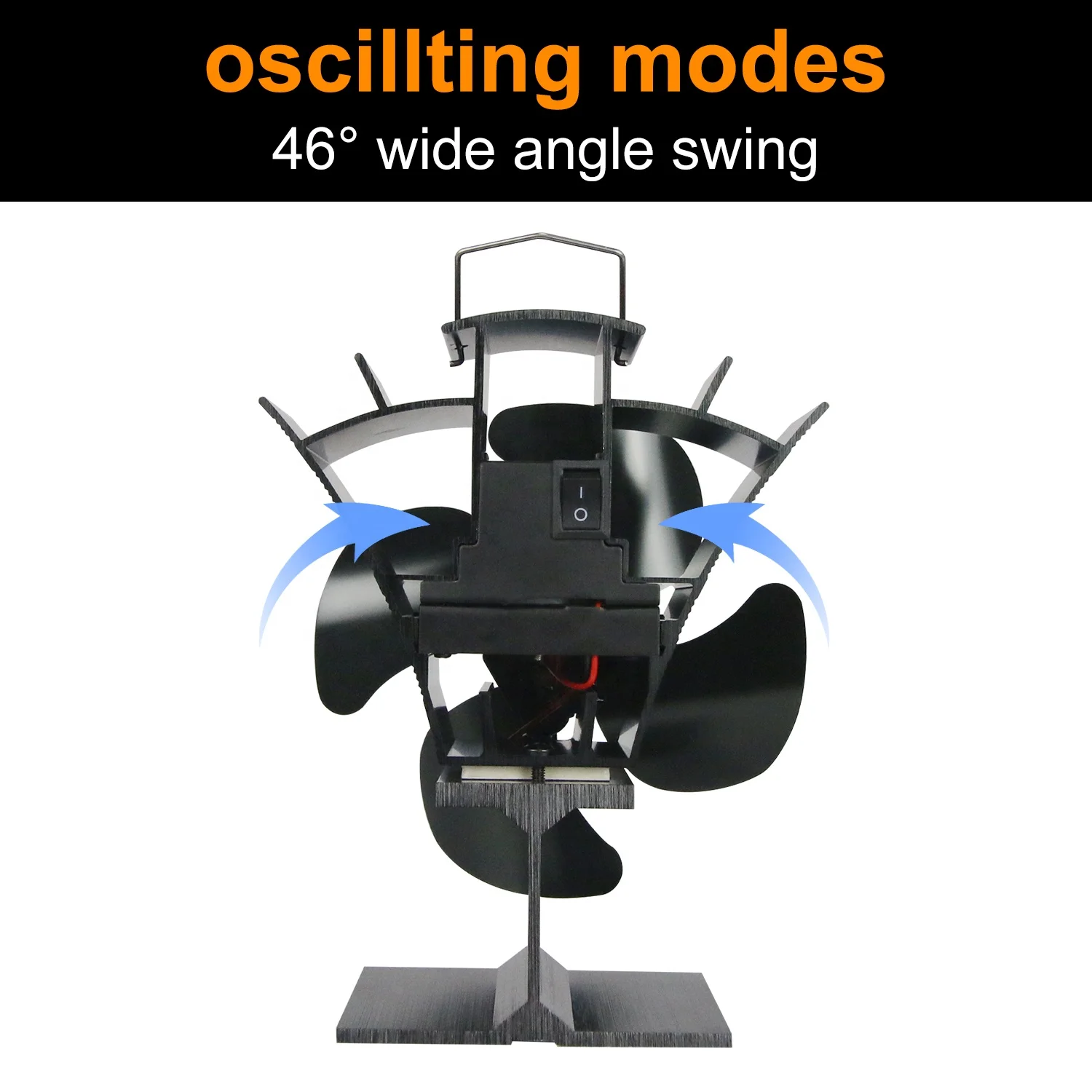 Oscillating Wood Stove Fan Fireplace Fan for Warm Air Saving Furnace Air Blower for  Wood log Burner