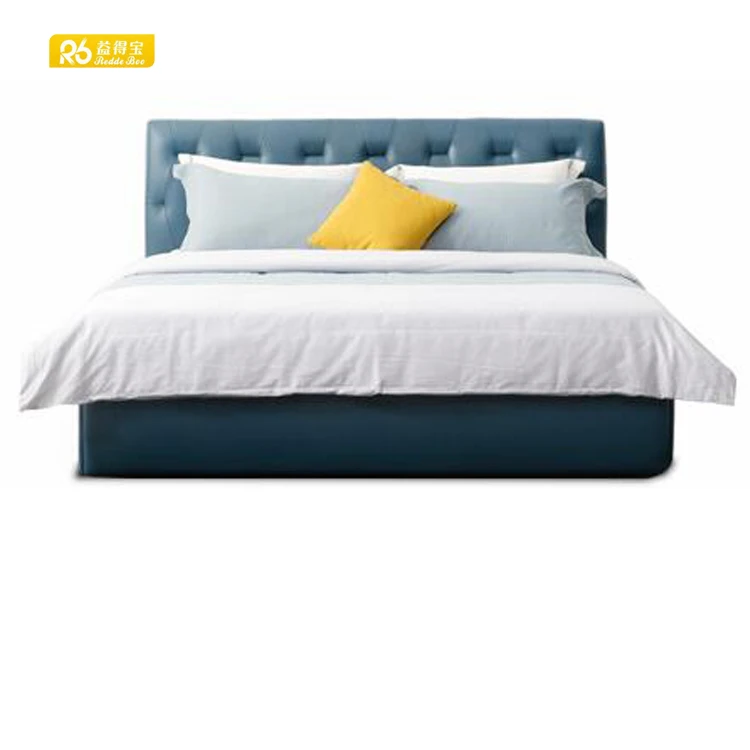 luxury leather king size bed, modern black leather king bed from bed factory