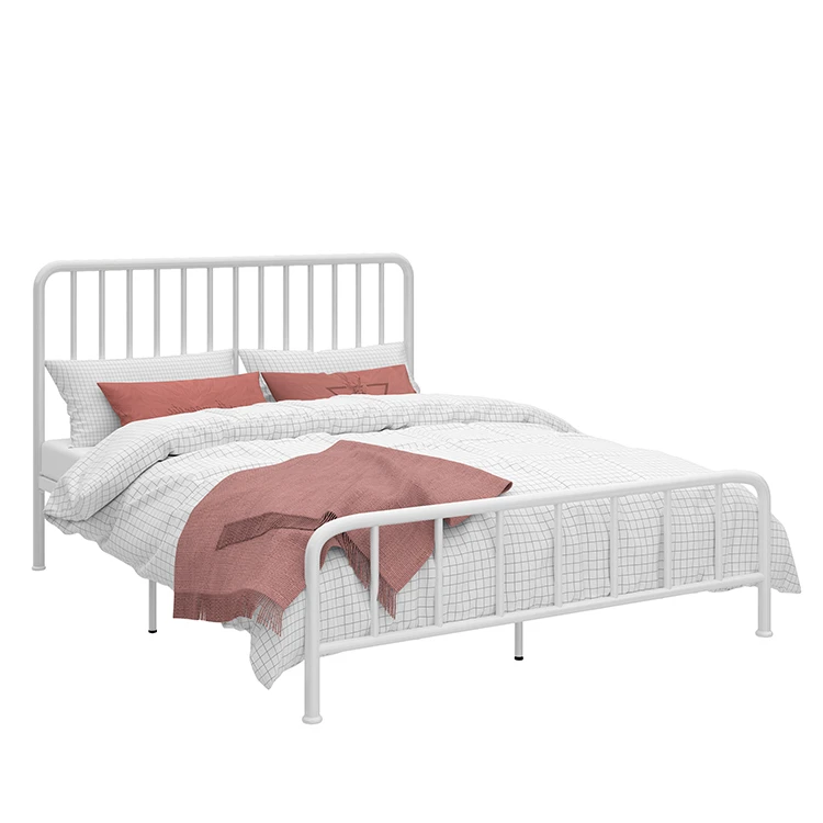 Заводская поставка RTS, оптовая продажа, популярный дизайн, дешевая металлическая кровать, железные кровати, двуспальные, двуспальные кровати