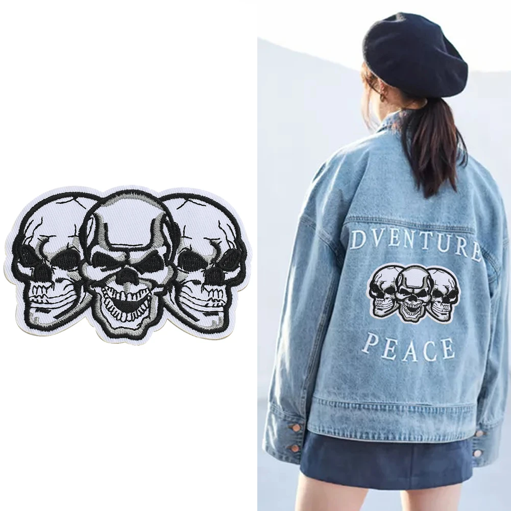 Personality rock punk style skull embroidery cloth attached clothing accessories DIY clothing pants all match decoration