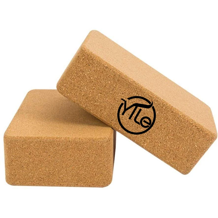 Custom laser logo high density wooden yoga brick cork block wholesale