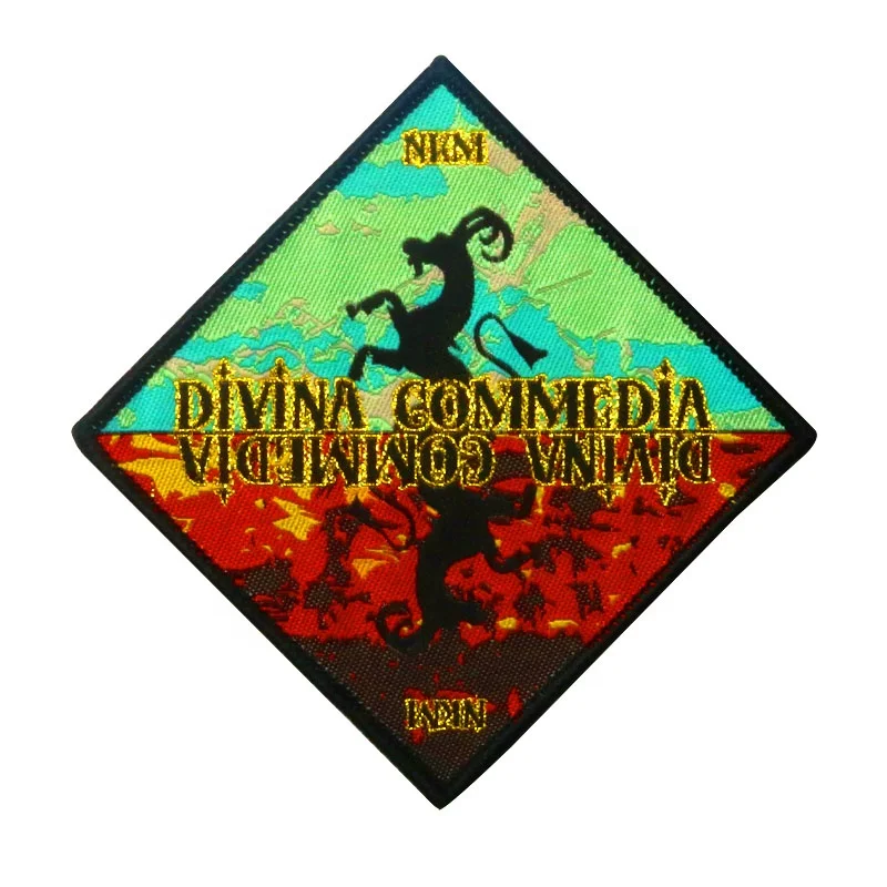 Verified Factory Wholesale Custom Brand Logo Black Merrow Border Machine Woven Patches Stick Sew on for Jacket Clothing