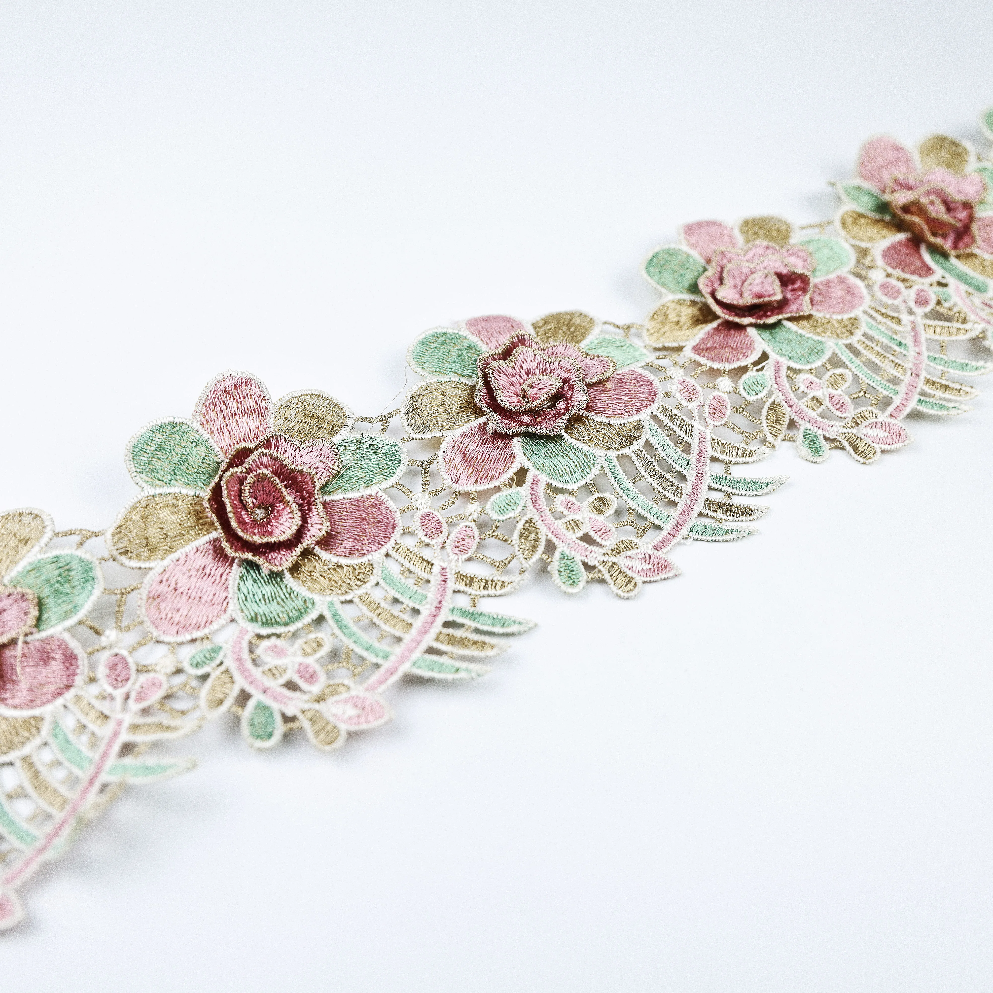 Wholesale High Quality Three-Dimensional Flower Embroidered Lace Colorful Lace Trim
