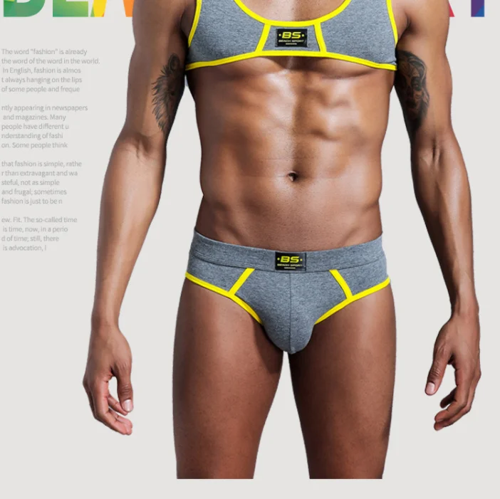 
Low MOQ Men Underwear Briefs Custom Logo Boxers Cotton Low Rise Briefs with Comfort Waistband 