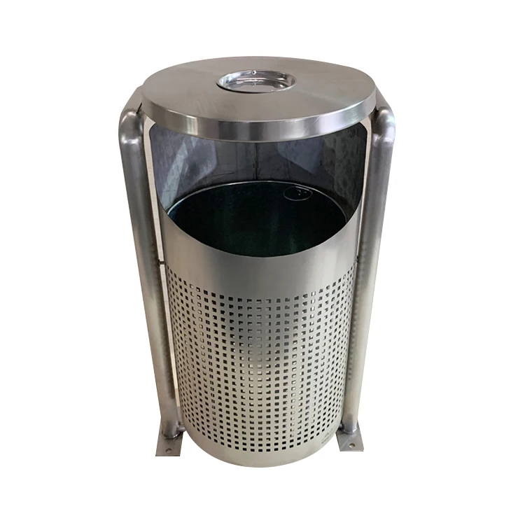 50/60/80 Liter Cheap Public Round Street Stainless Steel Outdoor Dustbin Manufacturer