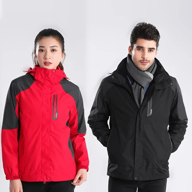 Fashion Mens Womens 3 in1 Winter Ski Jacket Set with Fleece Liner and Hooded Waterproof Shell Jacket