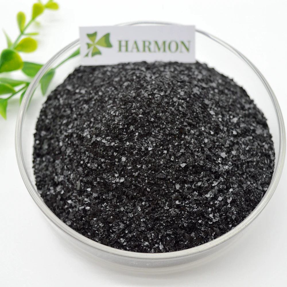 Заводская горячая Распродажа блестящая хлопья супер ГУМАТ калия 98% удобрение 100% водорастворимое 85% 90% Ph