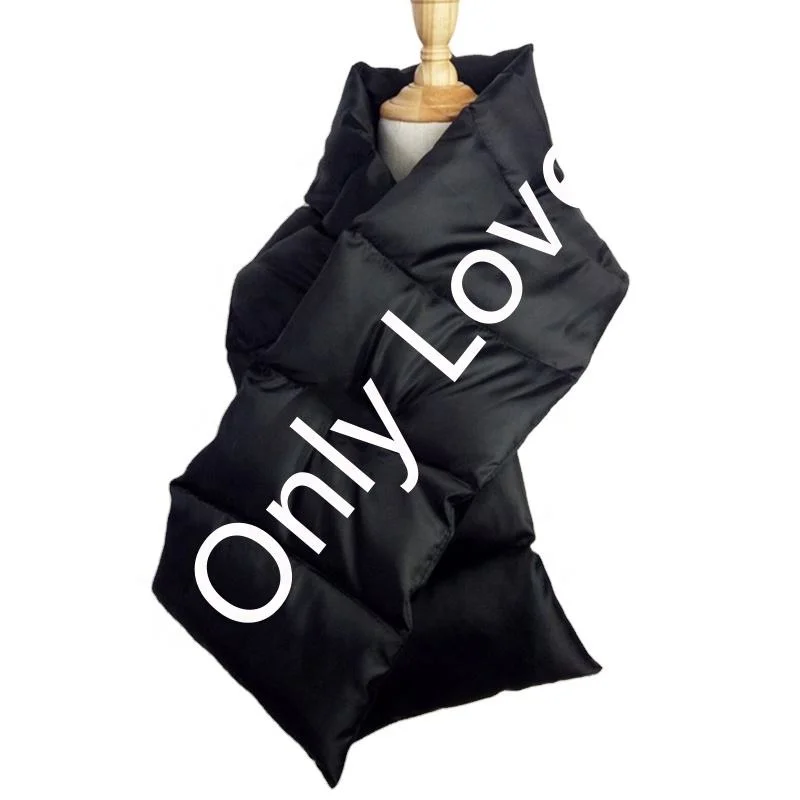 puffy outdoor Scarf wearable camping quilted warm scarf camping puffy down scarf With Words Printing