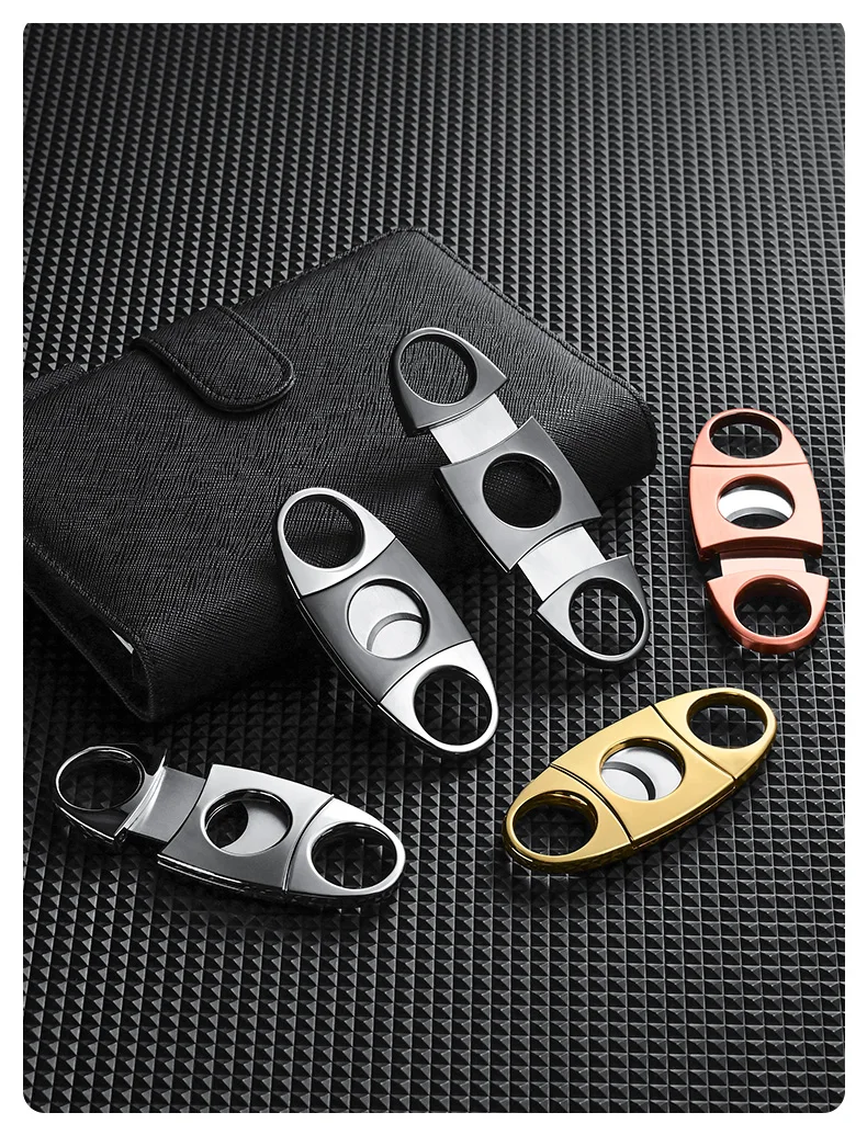 Manufacturer Ready To Ship Silver Round Stainless Steel Metal Handle Double Edge Cigar Knife