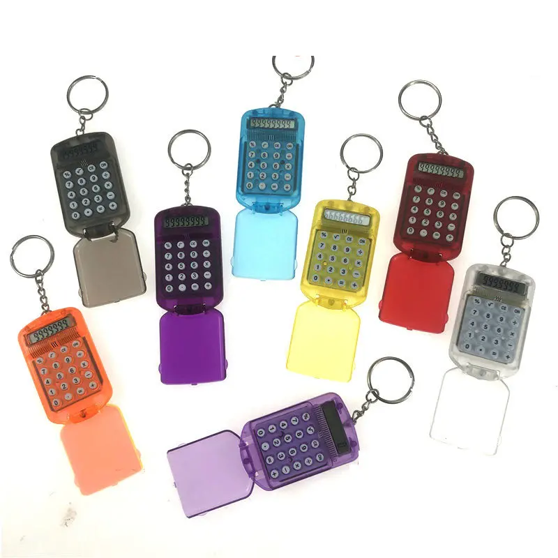 Customized Promotional Calculator New 8 digit Pocket Mini Foldable easy carry Gift Keychain Calculator With Key Chain Ring
