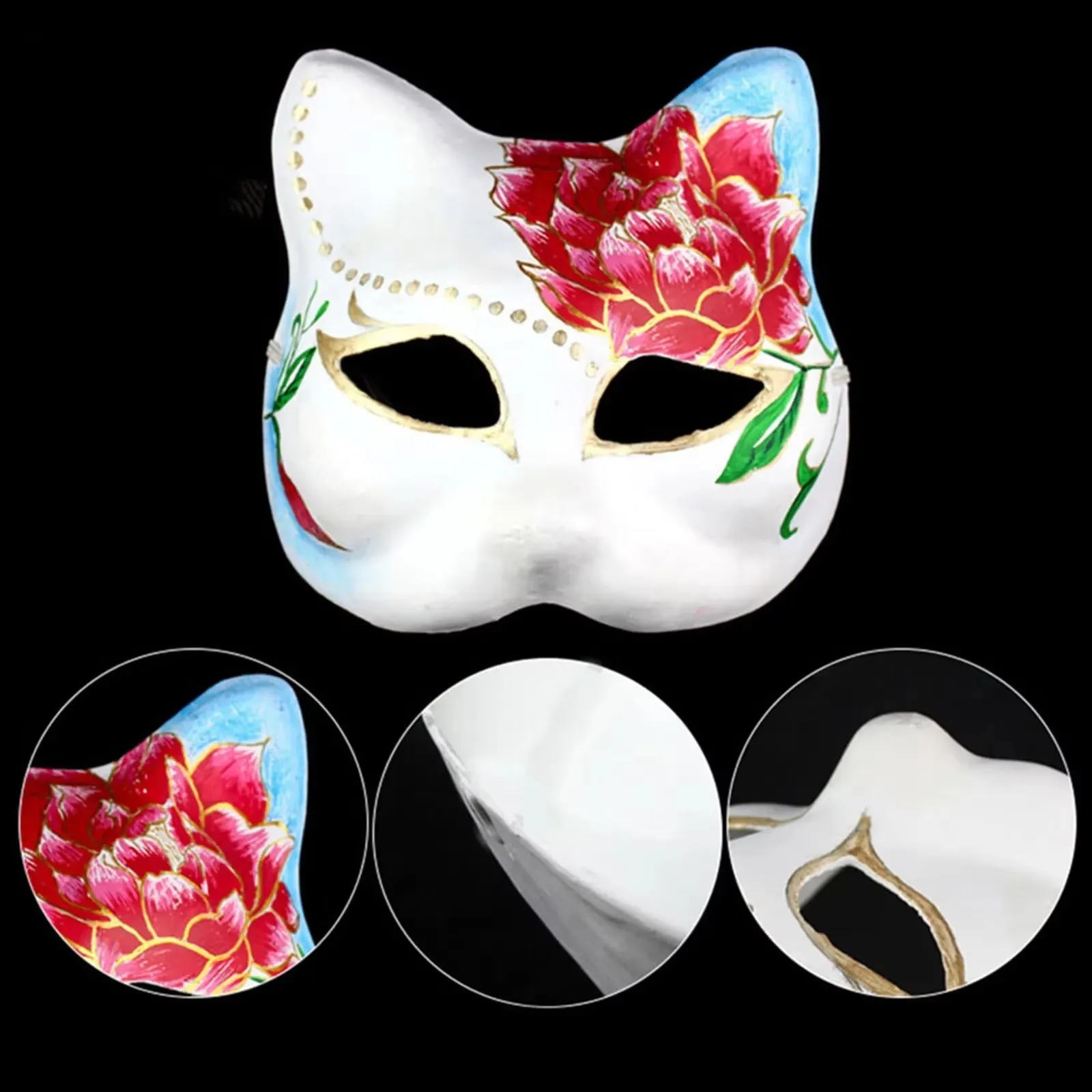 New Packaging Masquerade Mask Halloween Party Mask DIY Foxes Mask Hand-Painted Anime Cat