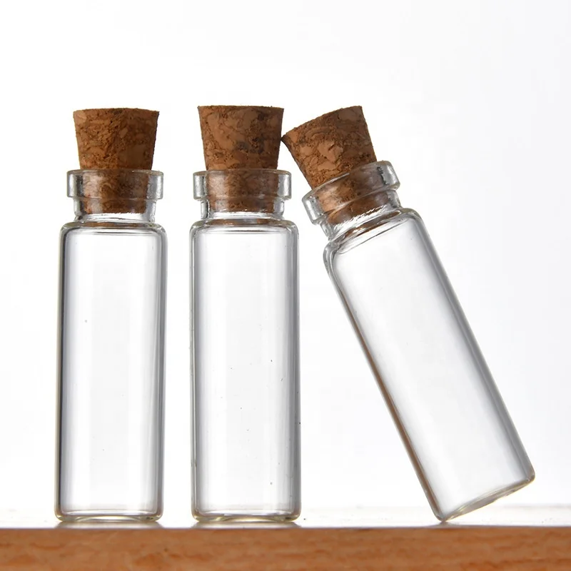 New Fashion Mini Glass Bottle with Cork 2ml Drifting Bottle Thin wall Clear Empty Glass Tube