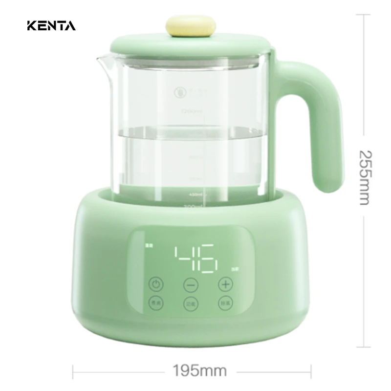 New Item Food Grade Bordsilicate Stainless Steel With LCD Display Cordless Glass Electric Baby Water Kettle