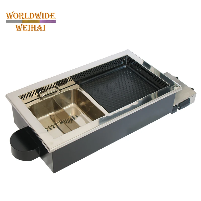barbecue-a-gas with hot pot/gas barbecue grill/korean bbq grill and hot pot table charcoal gas