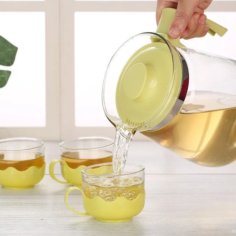 a hot sale glass tea kettle Begonia flower tea pots & kettles Household drinking utensils tea cup set