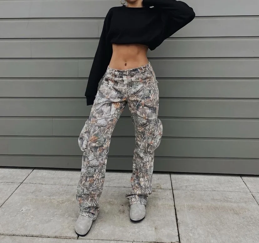 Customized High Quality 100% Cotton Hunting Real Tree Camo Stacked Parachute Carpenter Men Custom Cargo Pants