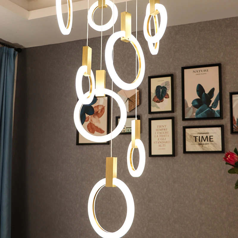 Nordic style chandelier lamp acrylic hanging light stair pendant lighting for indoor decor