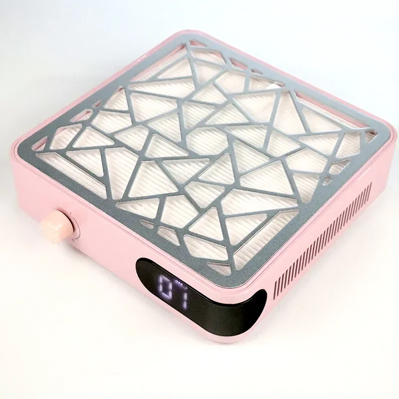 Strong Suction Low Noise Nail Art Vacuum Cleaner 3500RPM Table Rechargeable Nail Dust Collector With Rhinestones