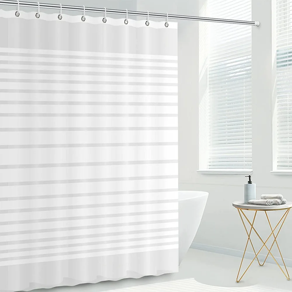 Modern stripe white bath curtain  180*180cm pvea shower curtain for shower room