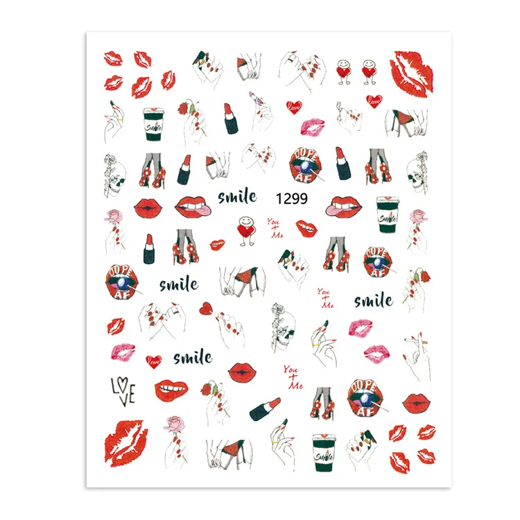 Winter Fashion Nail Art Sticker Manicure Designs Lips Girl Self Adhesive 5d Nail Sticker Manicure Decoration Decals