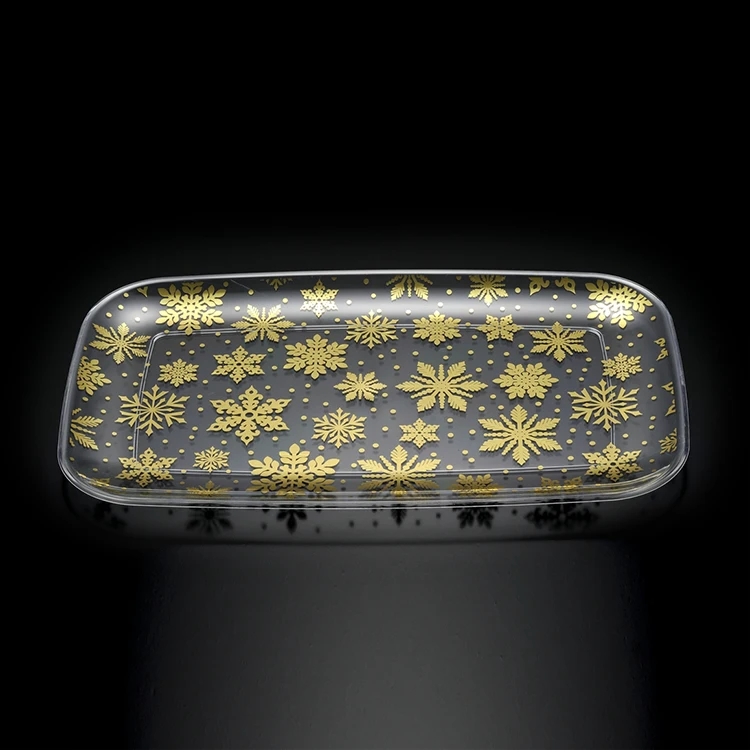 Competitive Price Flower Cookie Cake Desert Fruit Hot-Stamoing Floral Printing Rectangle Tray
