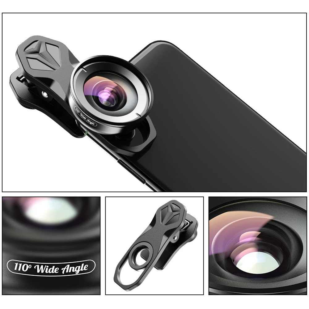 Apexel фото профессиональный HD широкоугольный объектив 110 градусов камеры телефона для